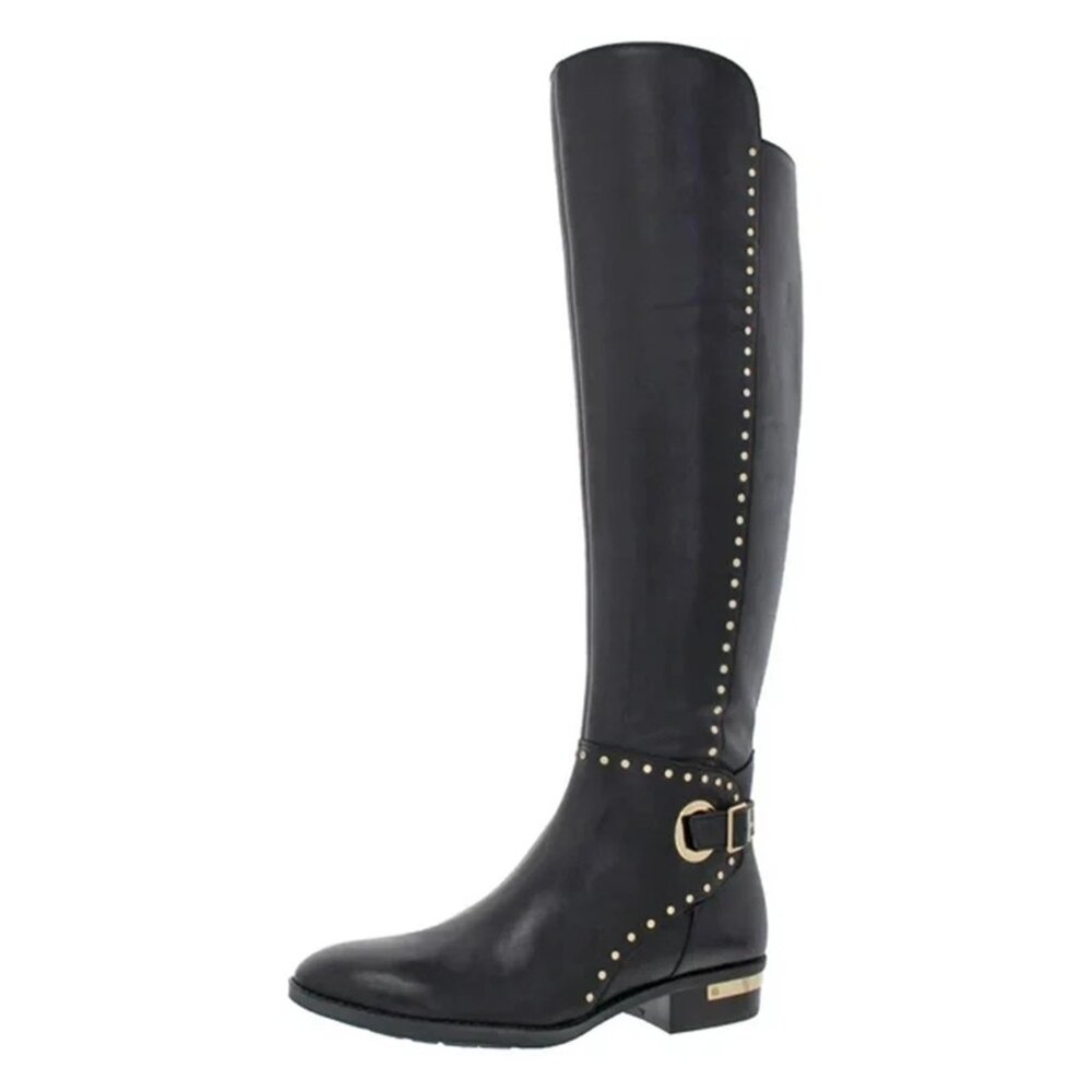 $250 Vince Camuto Womens Poppidal Tall Riding Boots Leather Studs 8 (MG24)